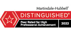 Martindale Hubbell Distinguished Peer rated for High Professional achievement 2022